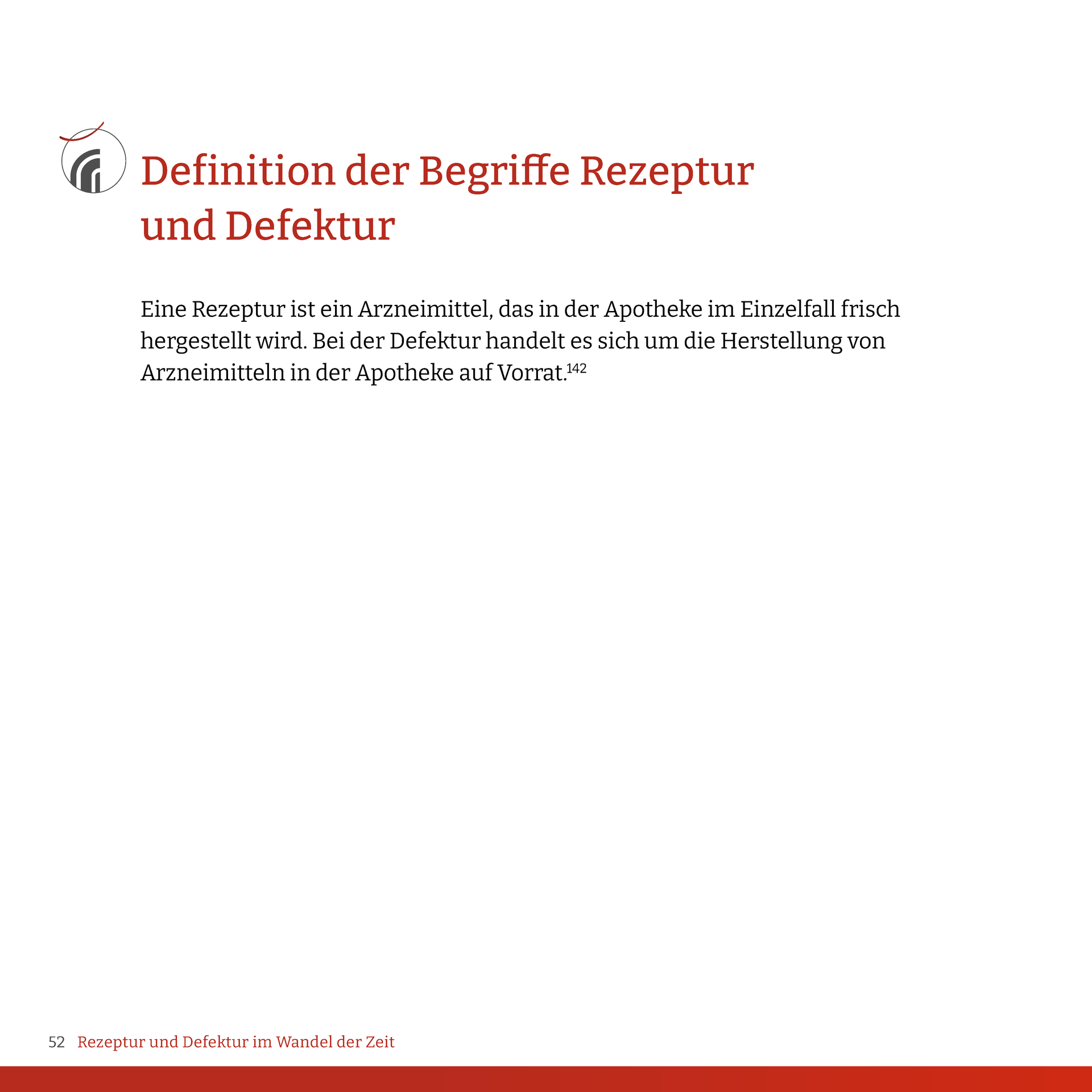 A white page with red text that says definition der begriffe rezeptur und defektur