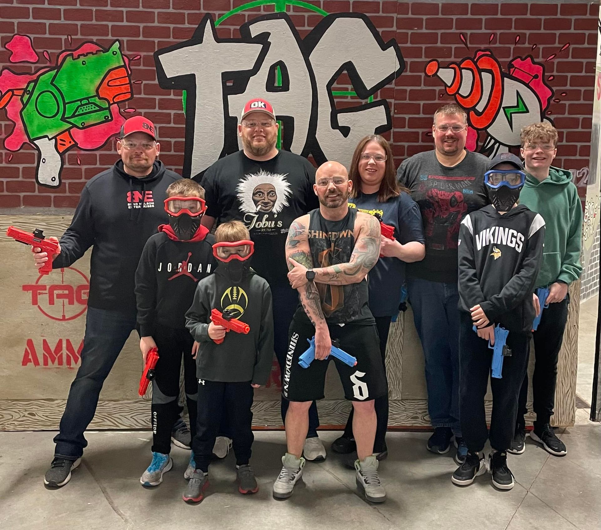family dressed to play gellyball