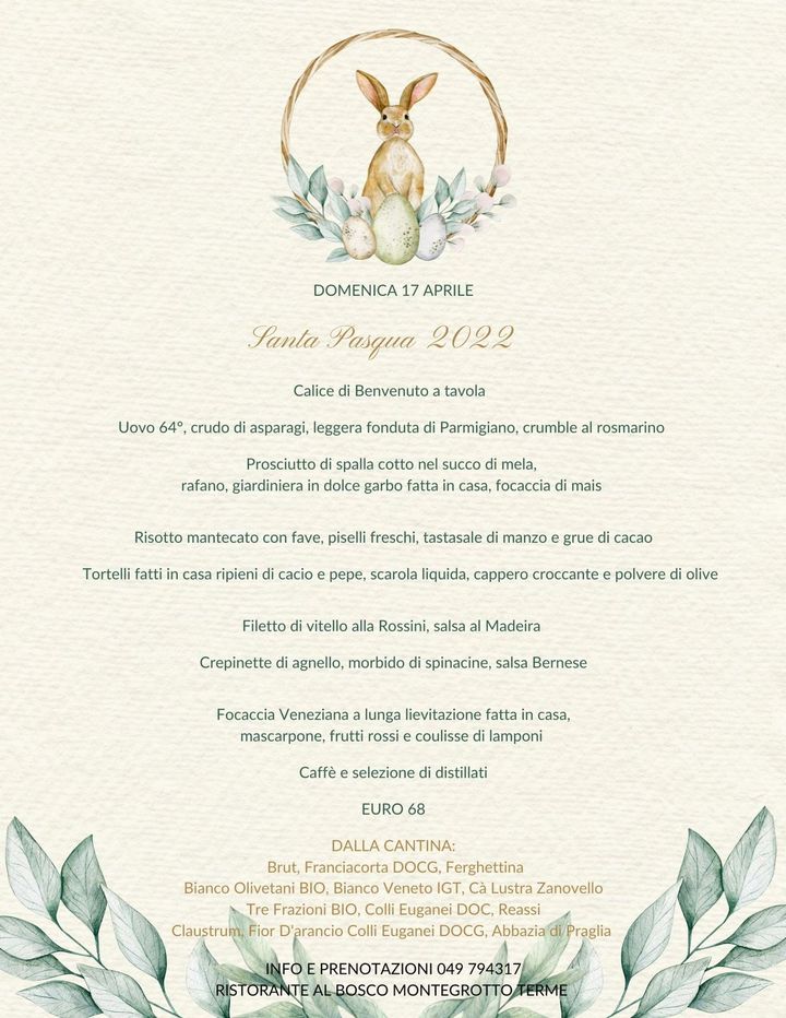 Easter Menu 2022