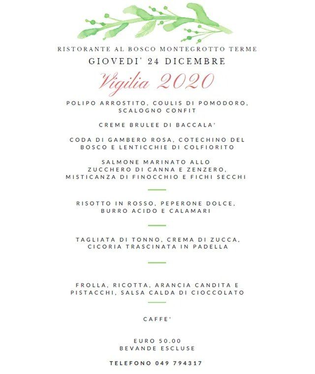 Christmas Eve menu