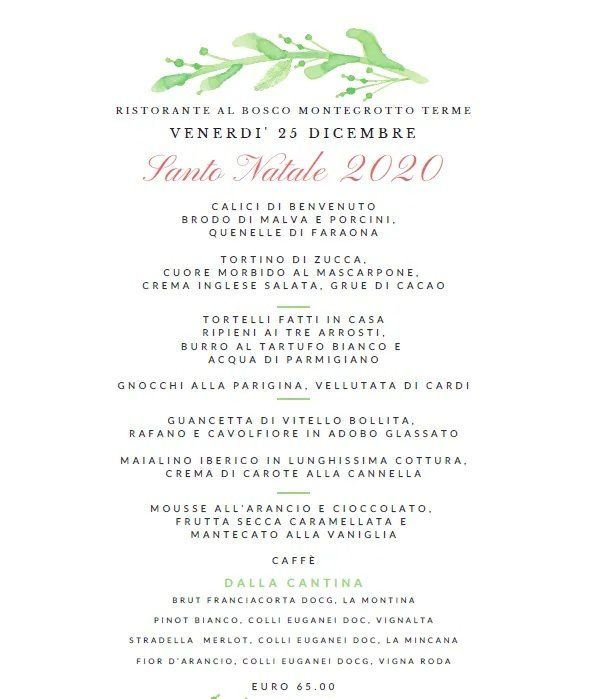 Christmas menu