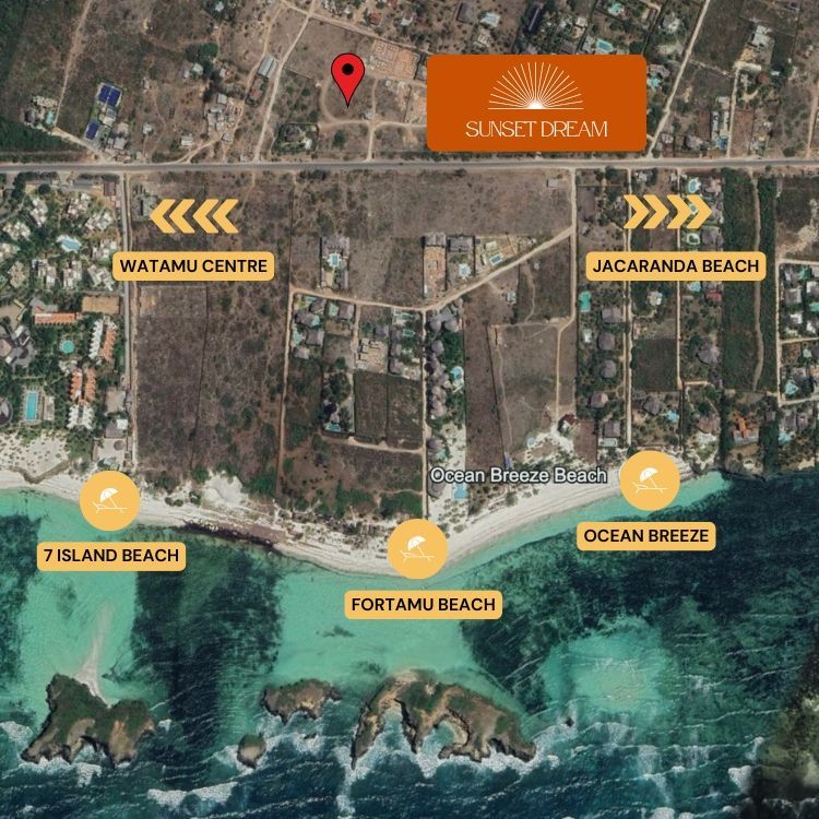 Location Sunset Dream Watamu near the most beautiful white sand beaches of Watamu