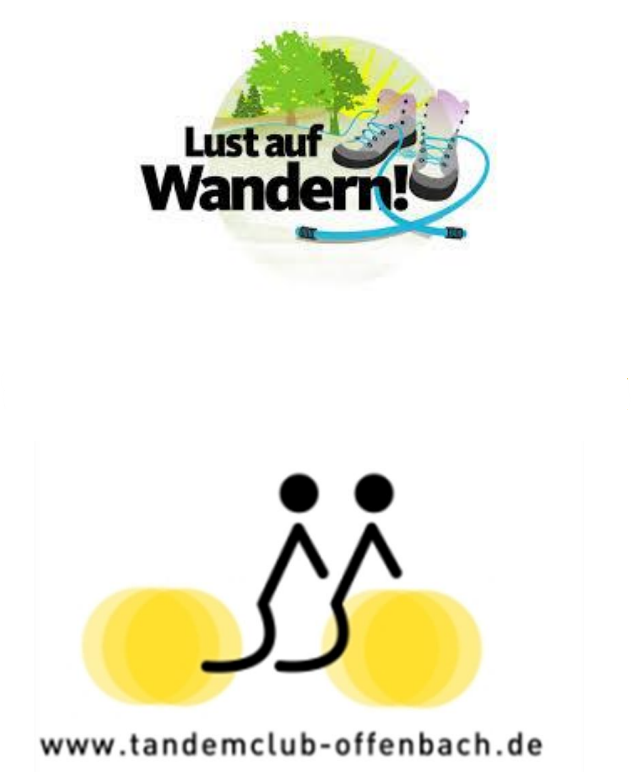 Ein Logo für Lust auf Wandern mit zwei Menschen und einem Baum