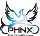 A logo for phnx services llc with a bird