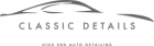 A logo for classic details high end auto detailing