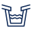 A small, square container, partially filled with liquid, represented by wavy lines.