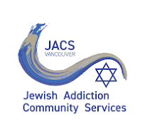 JACS Vancouver logo with blue swoosh, Star of David, and text “Jewish Addiction Community Services”