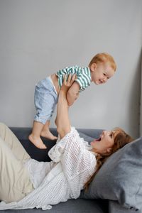 playing with toddler son