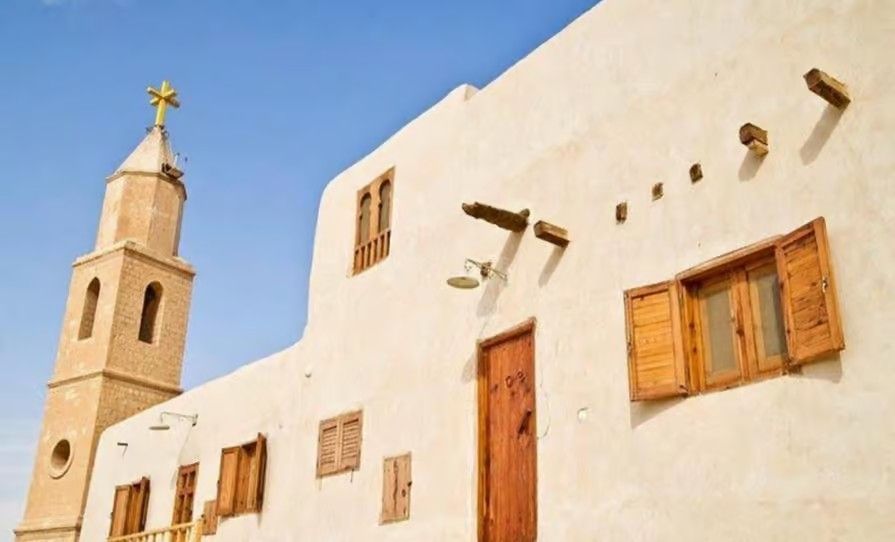 St. Anthony and St. Paul monasteries in Egypt surrounded by the dramatic Eastern Desert mountains.