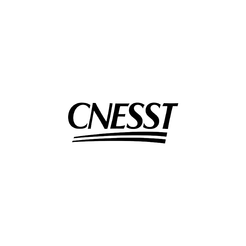 Un logo noir et blanc pour cnesst sur fond blanc.
