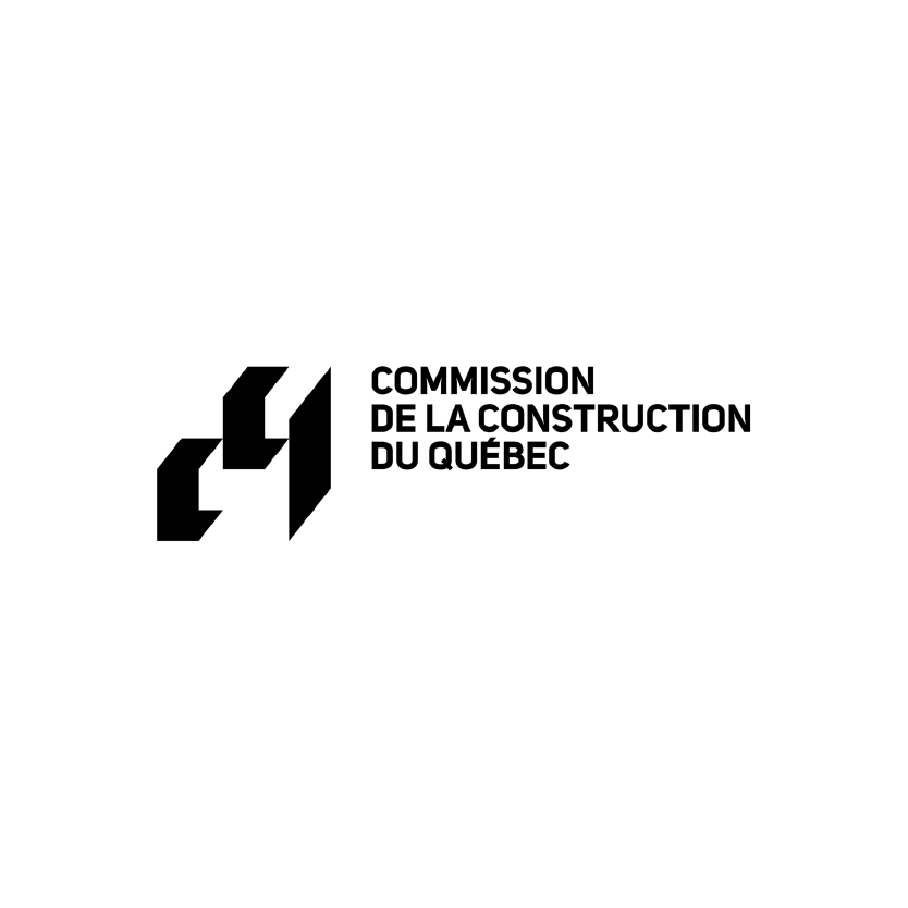 Le logo de la commission de la construction du québec est noir et blanc.