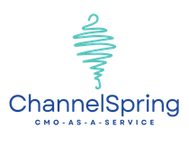 Caliber Solutions Logo for ChannelSpring: teal spiral above dark blue text