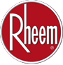Rheem brand logo: white text spelling