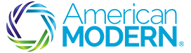 The logo for american modern is blue and green