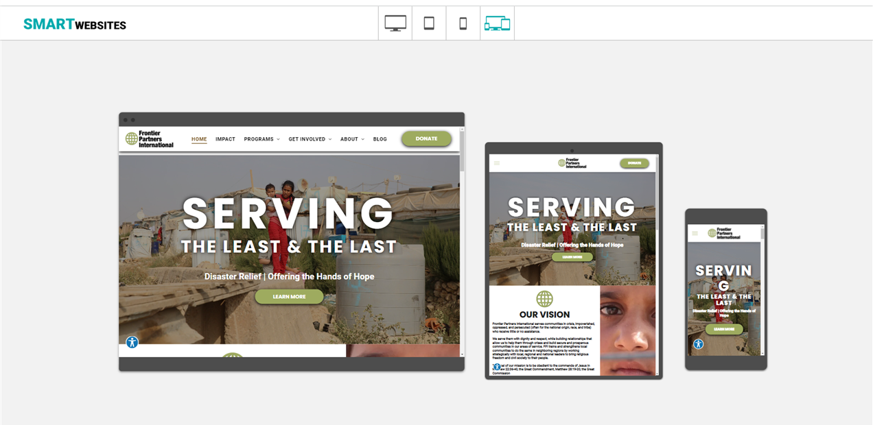 Nonprofit websites - Frontier Partners International example