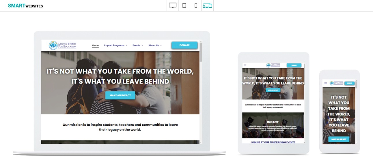 Give Back Smart Websites for nonprofits - Legacy Events for Education