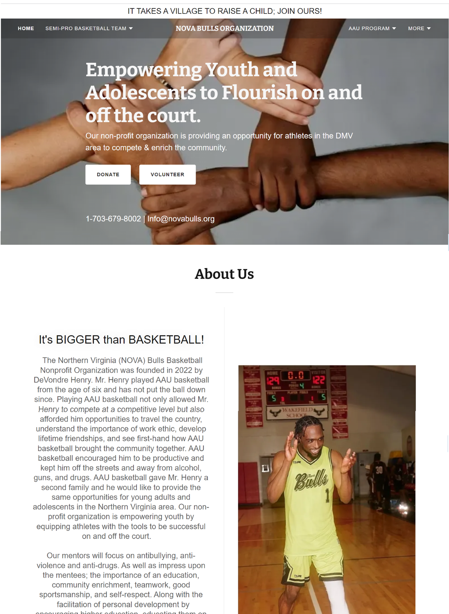 Nova Bulls - Old nonprofit website being enhanced