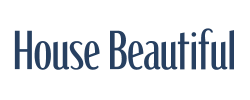 The logo for house beautiful is a blue logo on a white background.