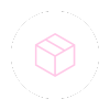 A pink box icon in a circle on a white background.