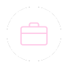 A pink briefcase icon in a circle on a white background.