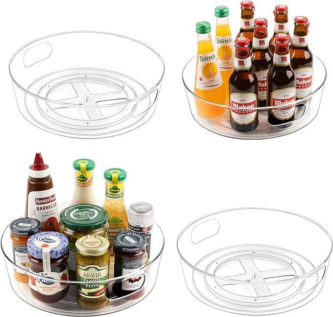 A clear plastic tray filled with jars , bottles , and condiments.