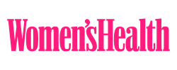 The women 's health logo is pink and white on a white background.