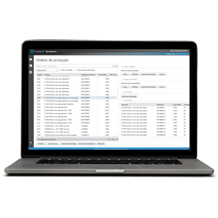Gestão de produção pelo notebook