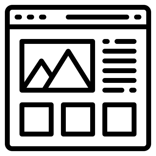 A black and white icon of a website content.
