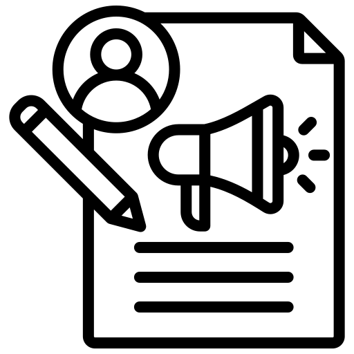 Icon representing content creation services.