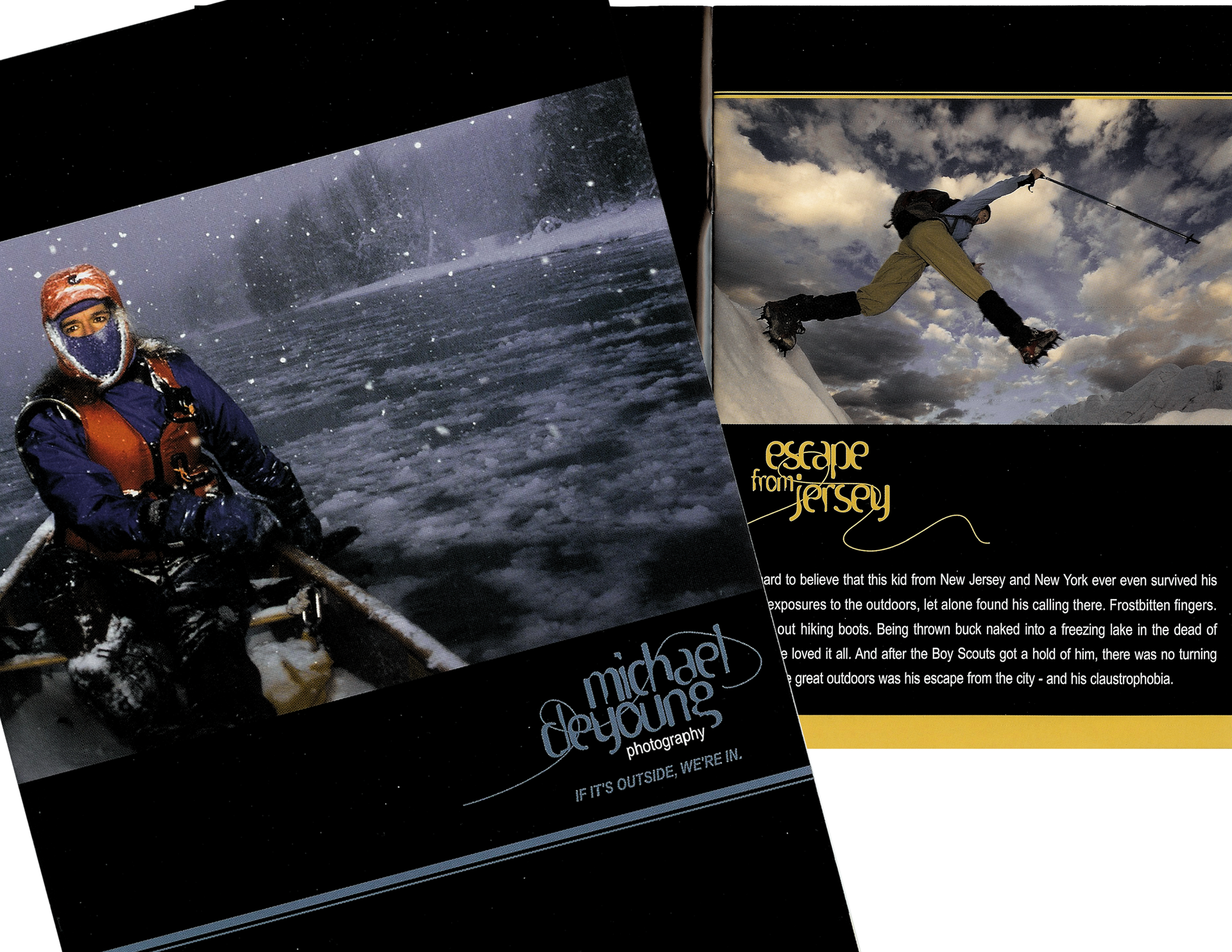 Direct mail copywriting sample for photographer client showing headlines and text under his photos.