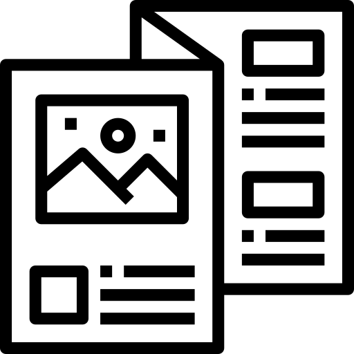 Icon representing brochure writing.