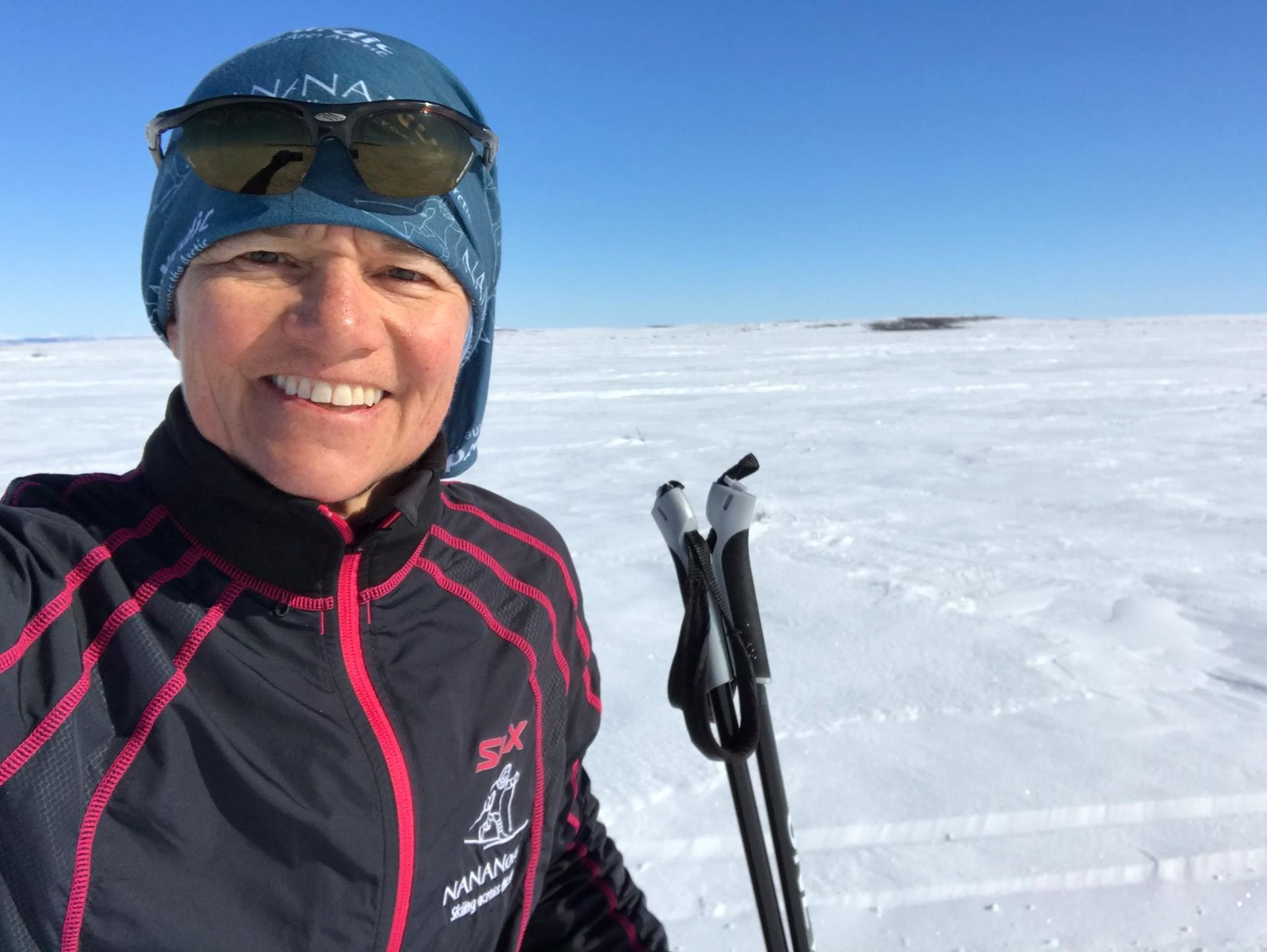 Writer and Skiku / Nana Nordic Katie Hickey skiing in Kotzebue, AK.