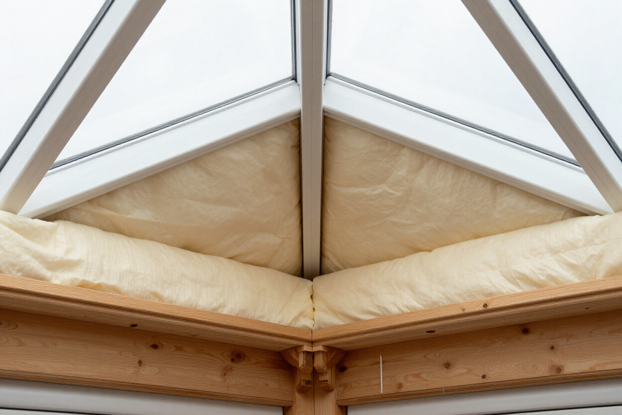 Bright conservatory interior with insulated ceiling