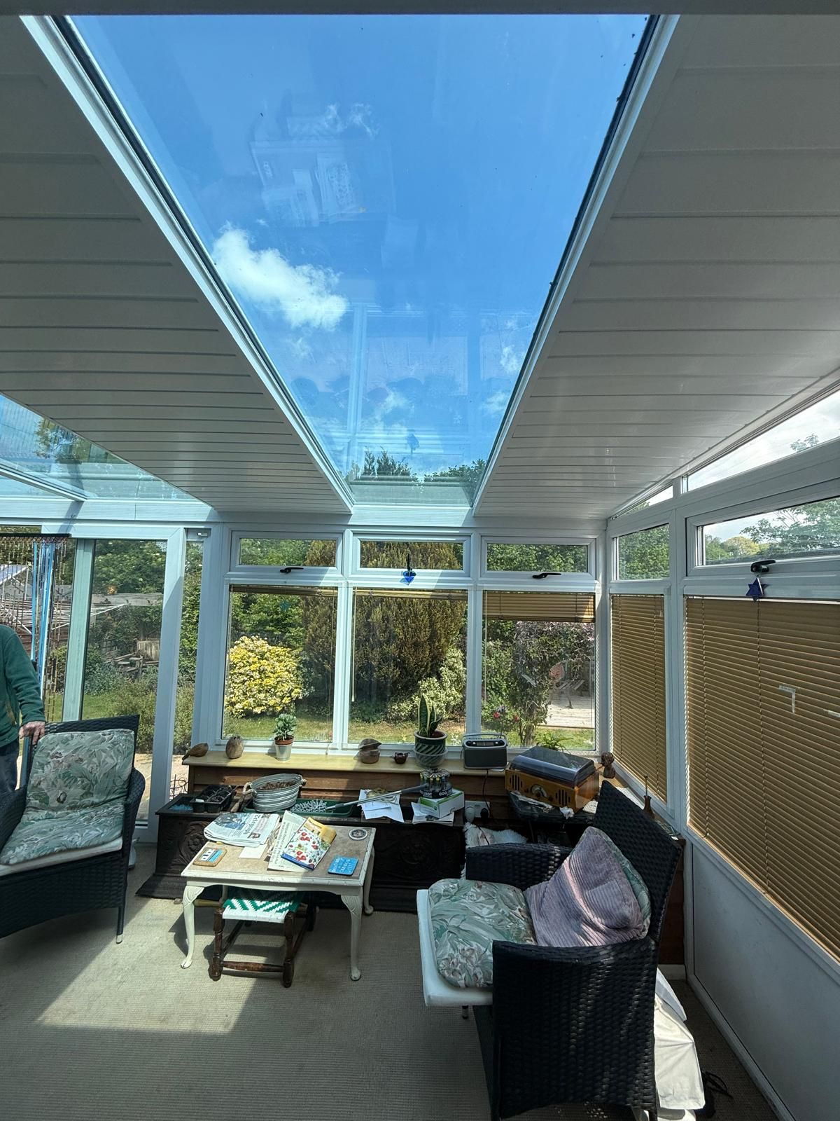 Before and after conservatory roof interior 1