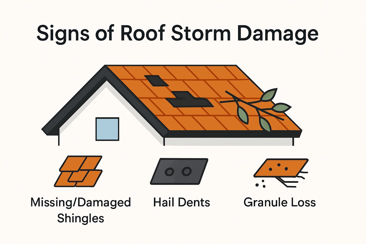 Picture Diagram of how to find roof storm damage on your home