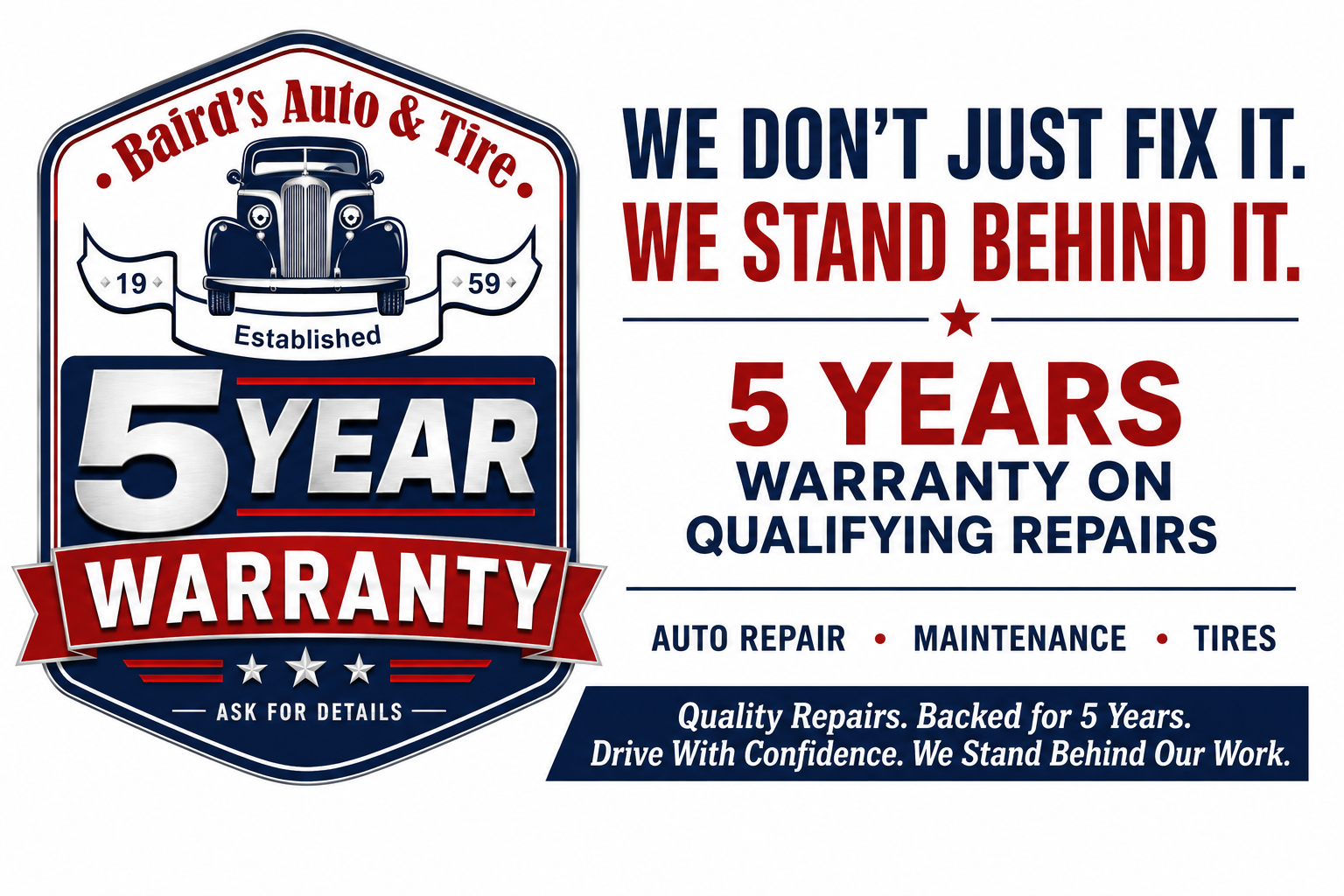 Warranty Logo | Baird's Auto and Tire