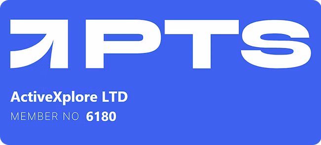 Logo for ActiveXplore LTD, member number 6180, white text on blue background.