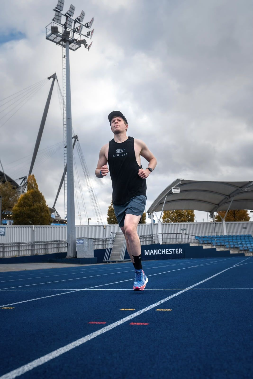 Athlete running on a track