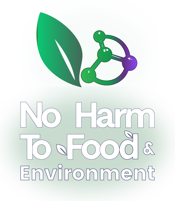 No Harm To Food Logo - Using the Chemical Symbol. No Harm To Food opposes Glyphosate (weed killer) and The Gene Technology Bill In NZ