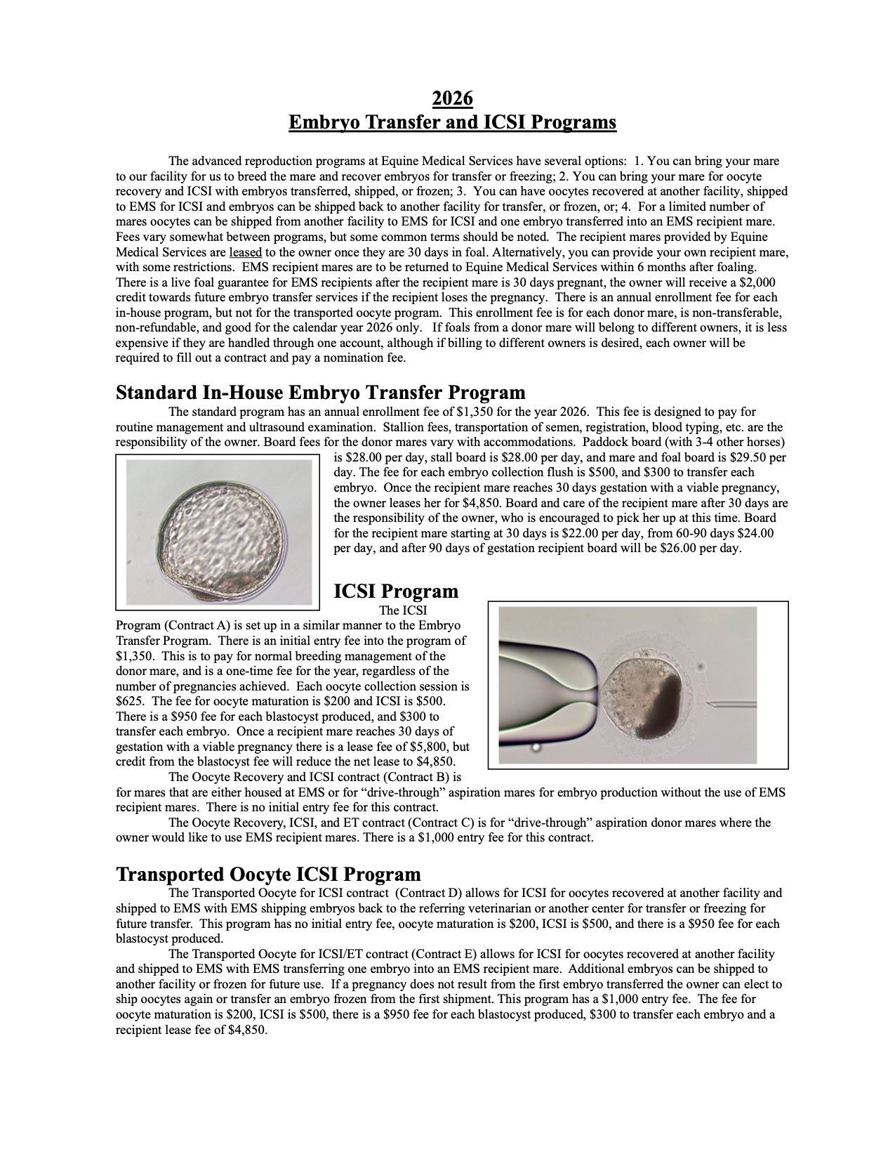 Oocyte (ICSI) Contract