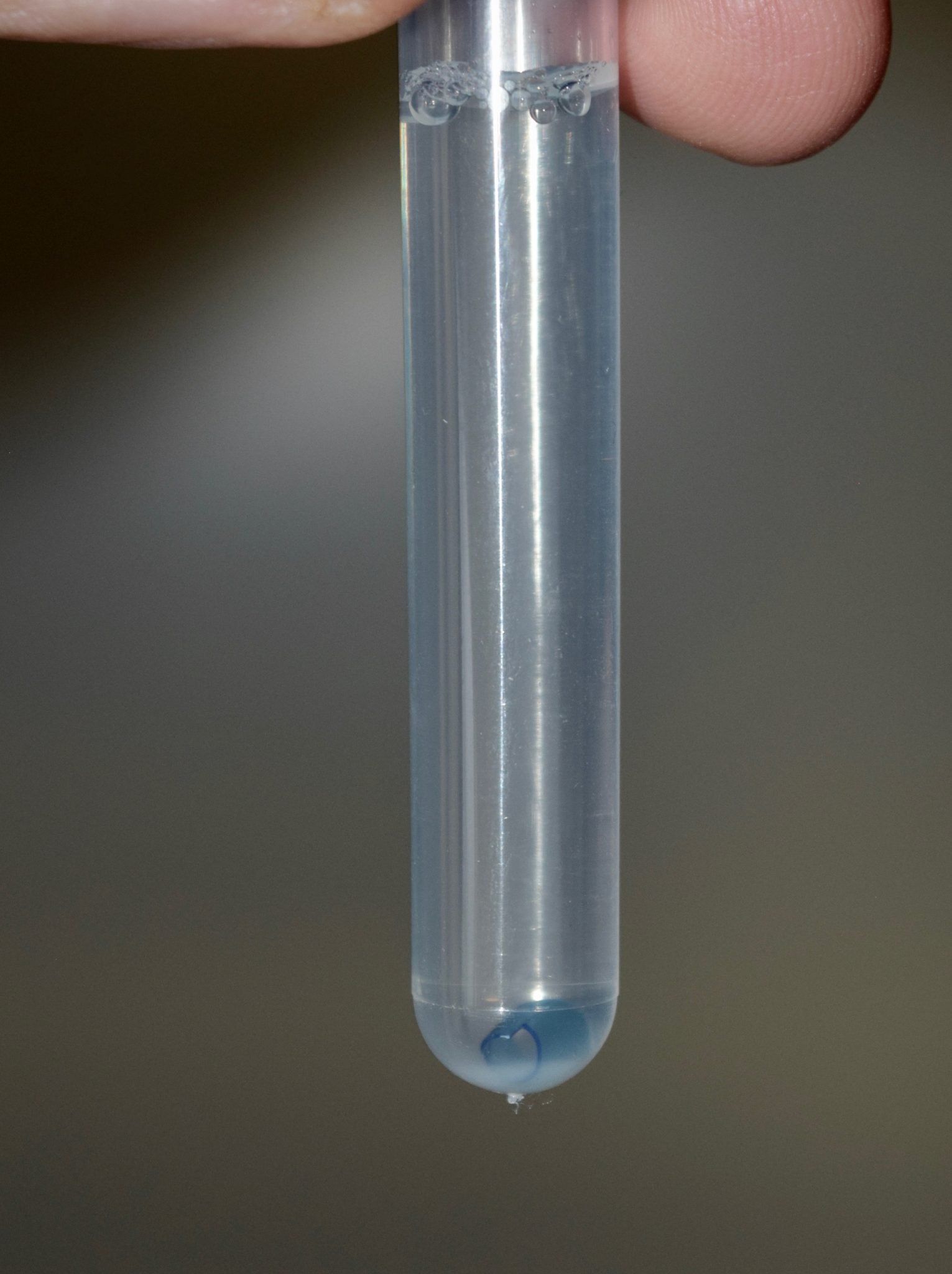 Sperm swim-up is usually performed with a small section of a frozen semen straw that is thawed at the bottom of the swim-up medium. Motile sperm then swim up from the layer at the bottom.