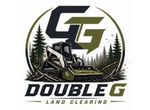 Double G Land Clearing logo with skid steer in forest and pine trees