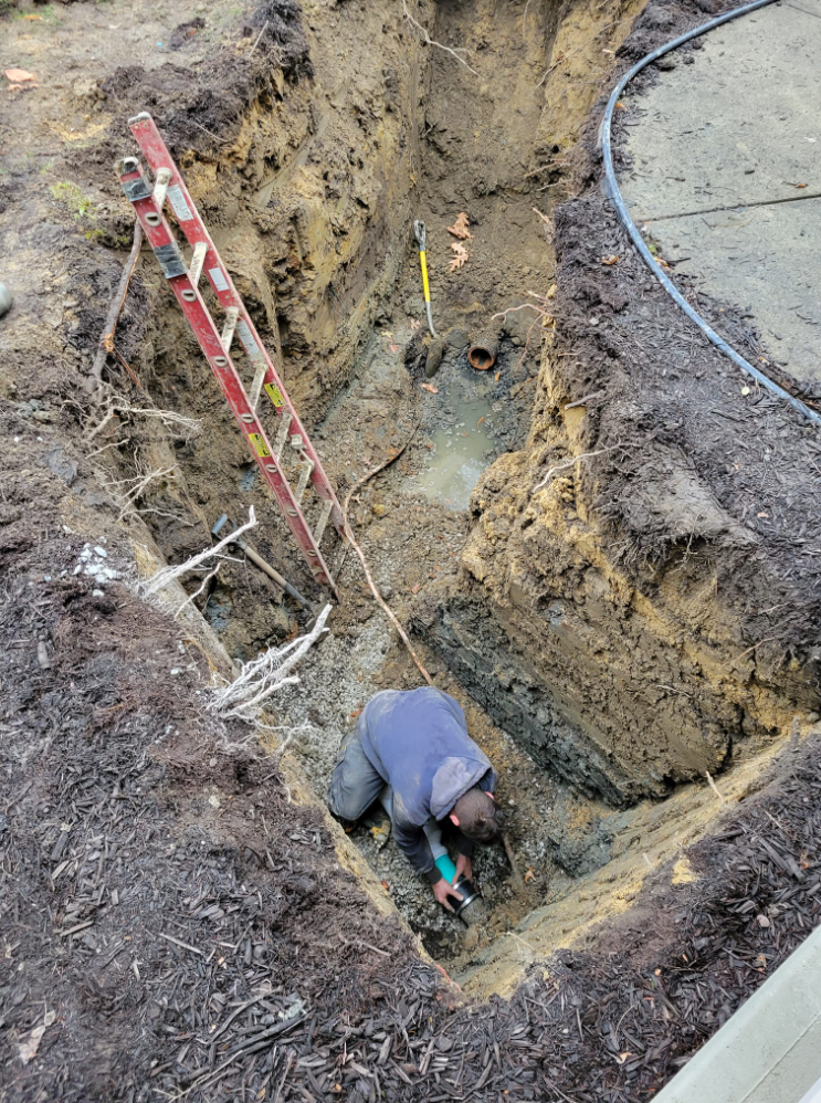 Installing new sewer line