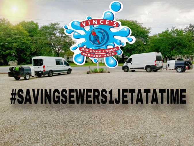 Picture sewer jetting trucks and machines and Logo of the company