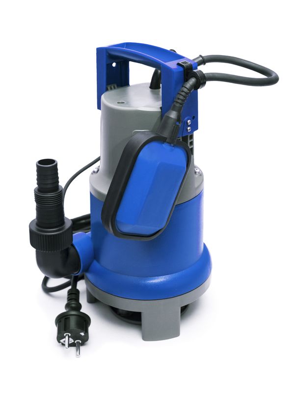 Blue submersible sump pump