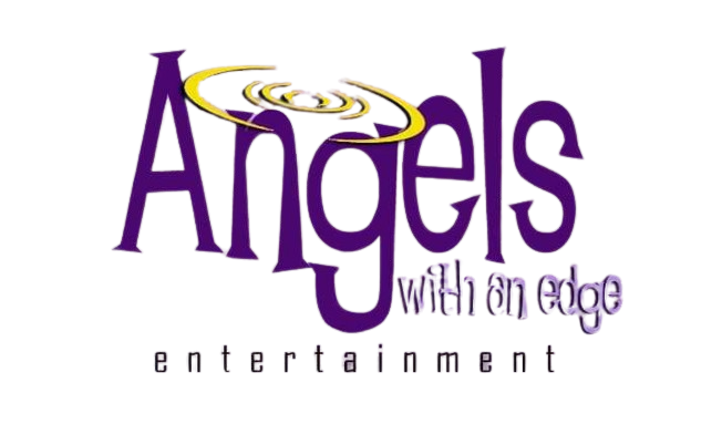 A logo for angels with an edge entertainment