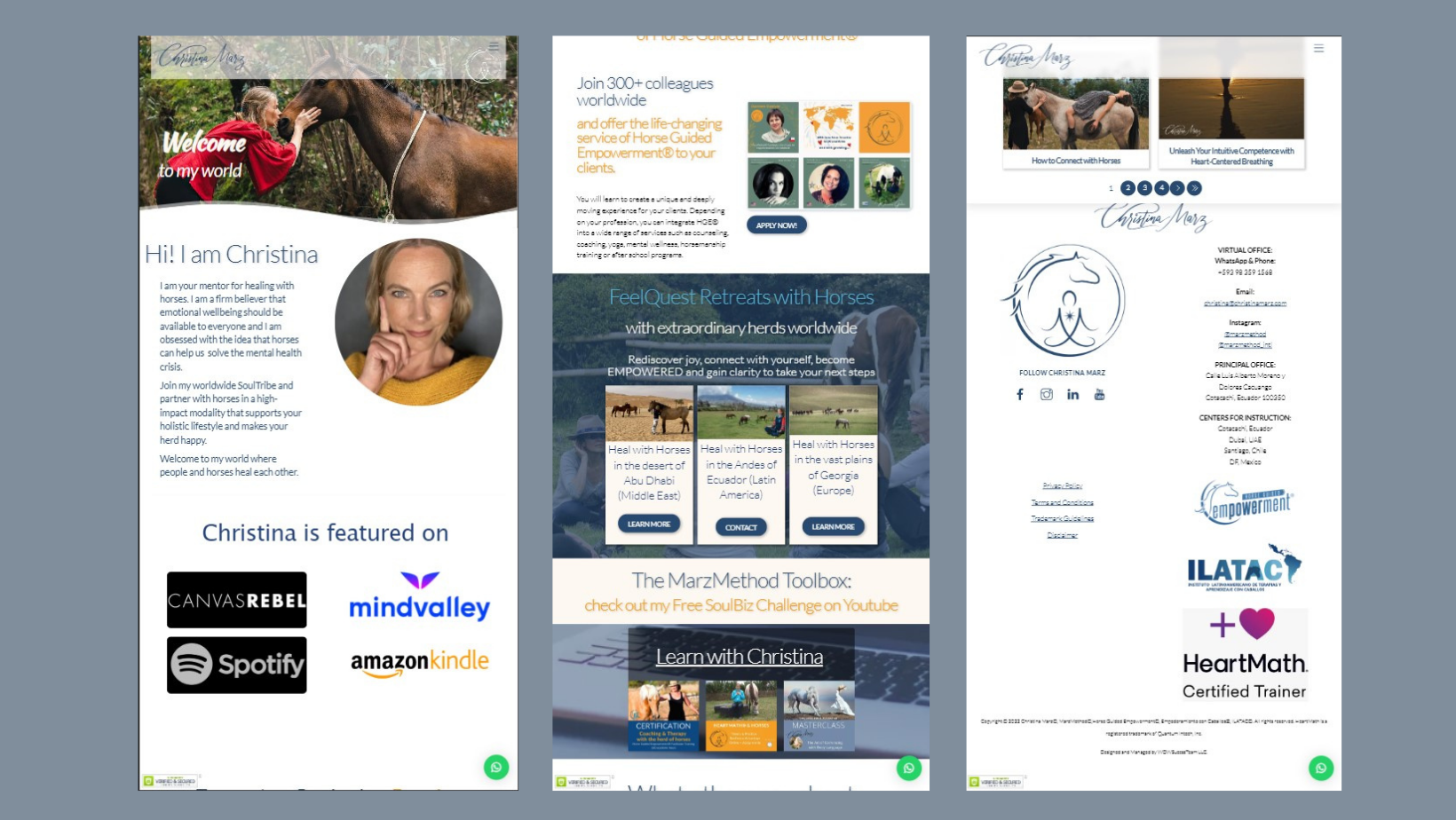 Three screenshots of a website including one that says ' spotify ' on it