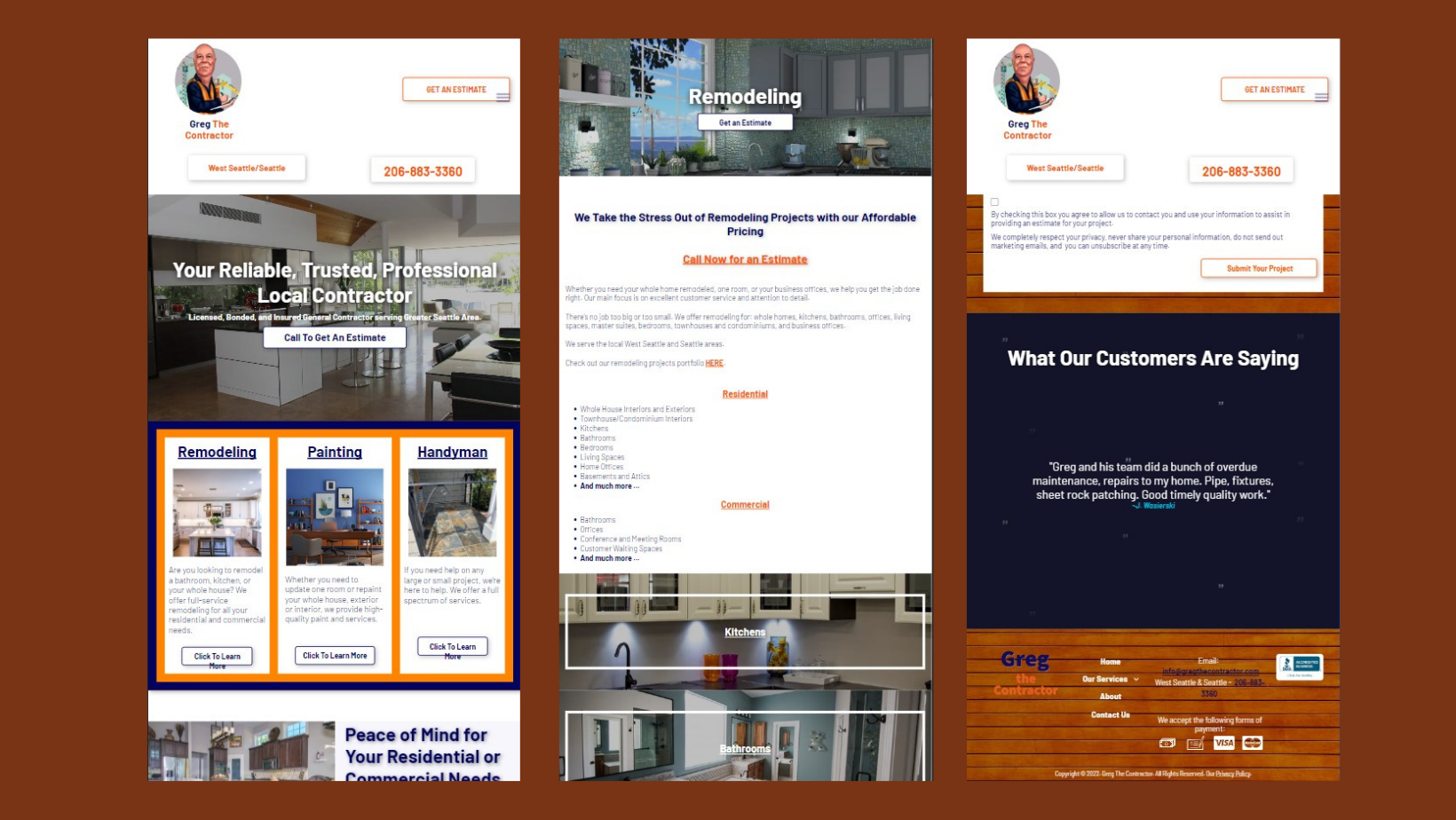 A set of brochures with a brown background