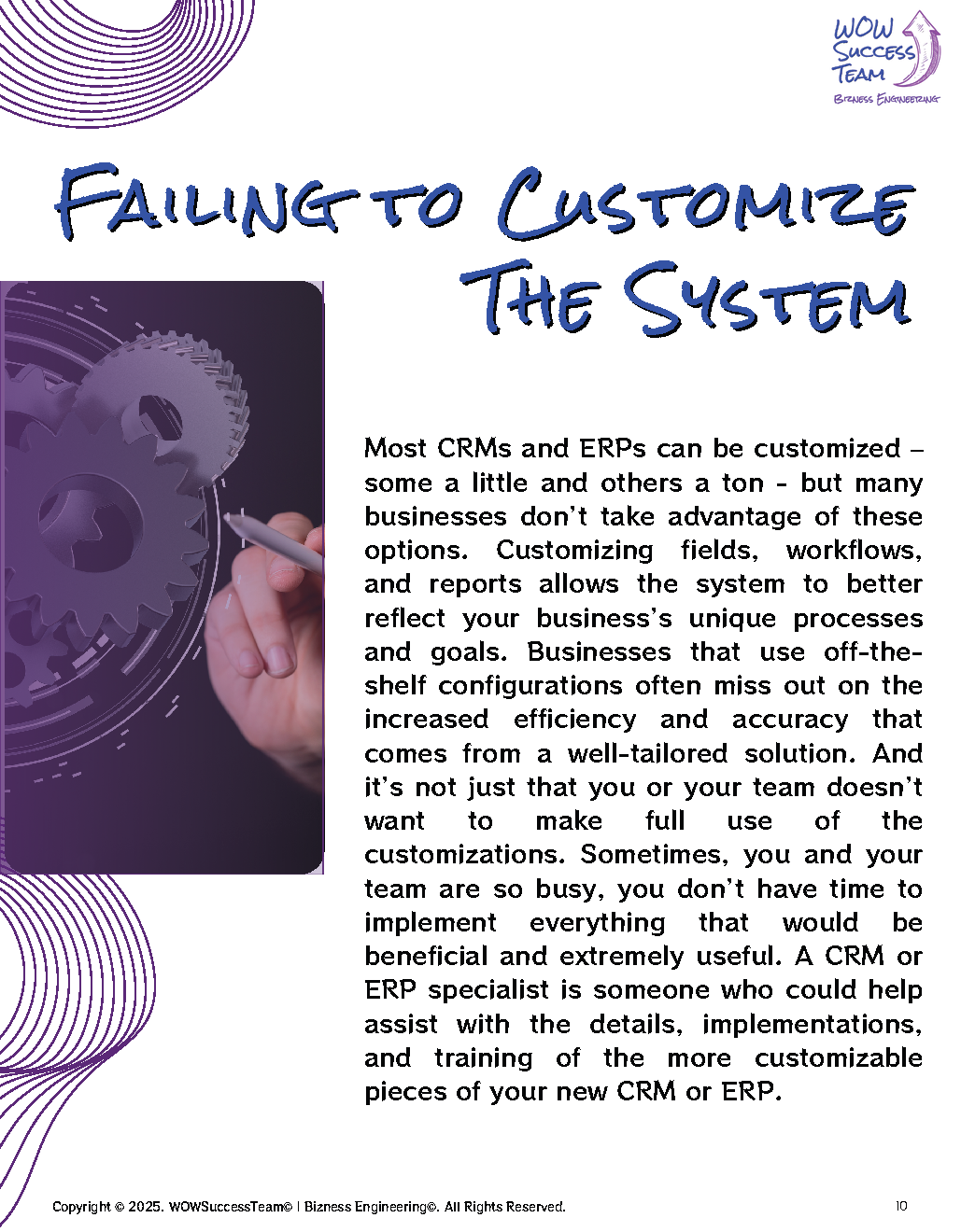 An advertisement for failing to customize the system