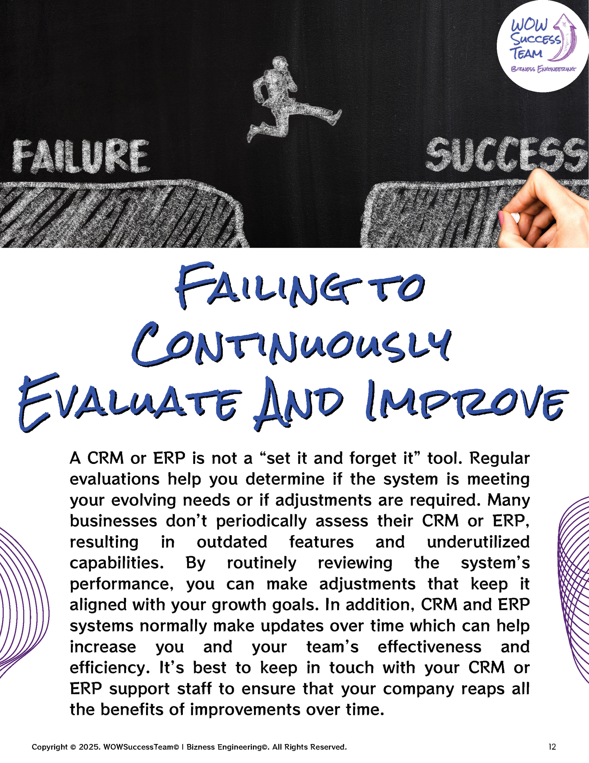 A poster that says failing to continuously evaluate and improve